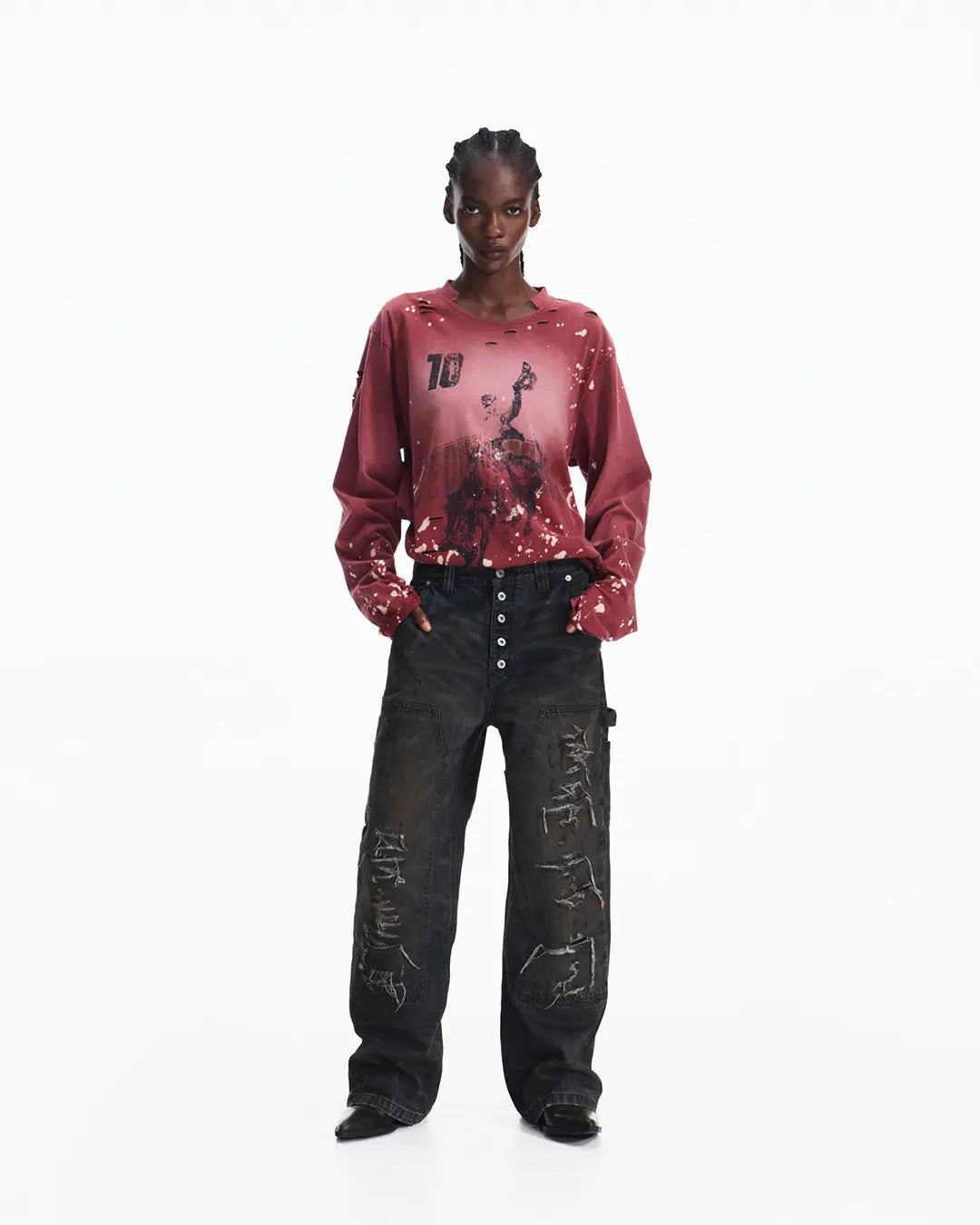 Peoplesense Hand-Cut&Splatter-Dyed Racing Tee