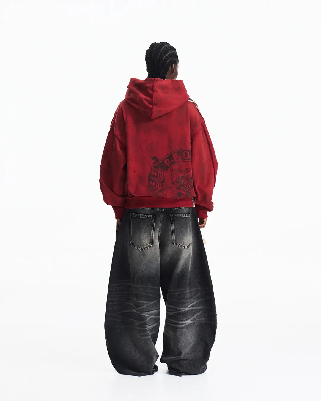 Peoplesense Distressed Two-Tone Hoodie