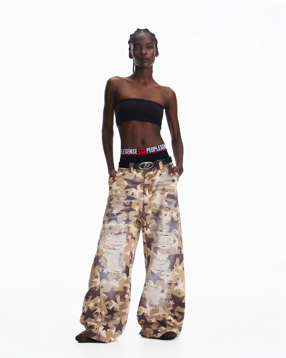 Peoplesense Distressed Star Curved Jeans