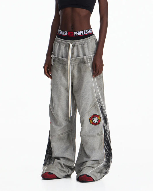 Peoplesense Contrasting Double-Waistband Sweatpants