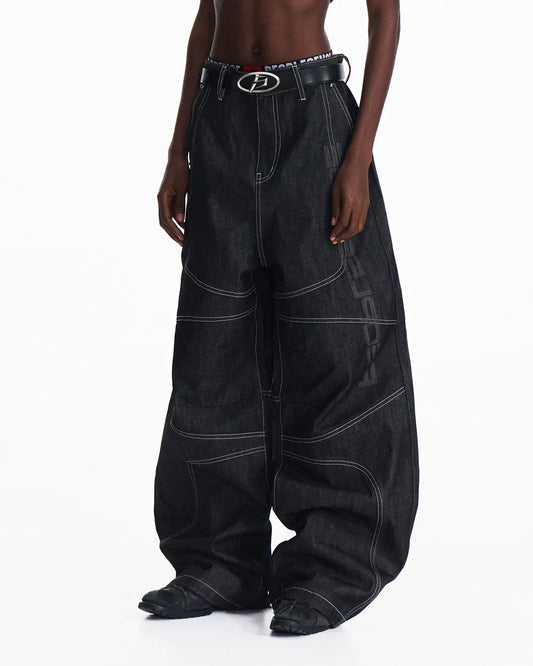 Peoplesense Curved Black Raw Denim Jeans