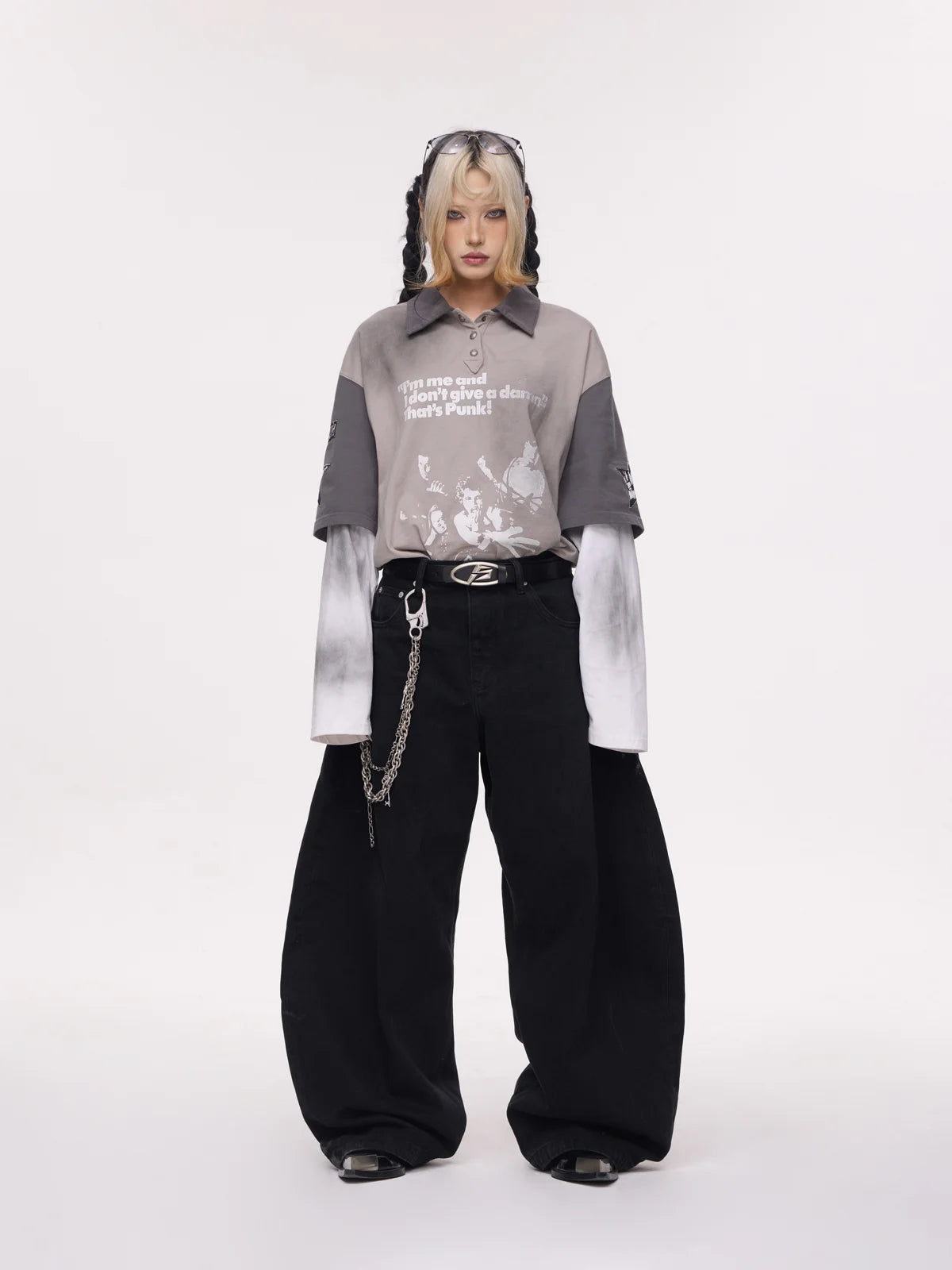 A-line Wide-leg Jeans Black