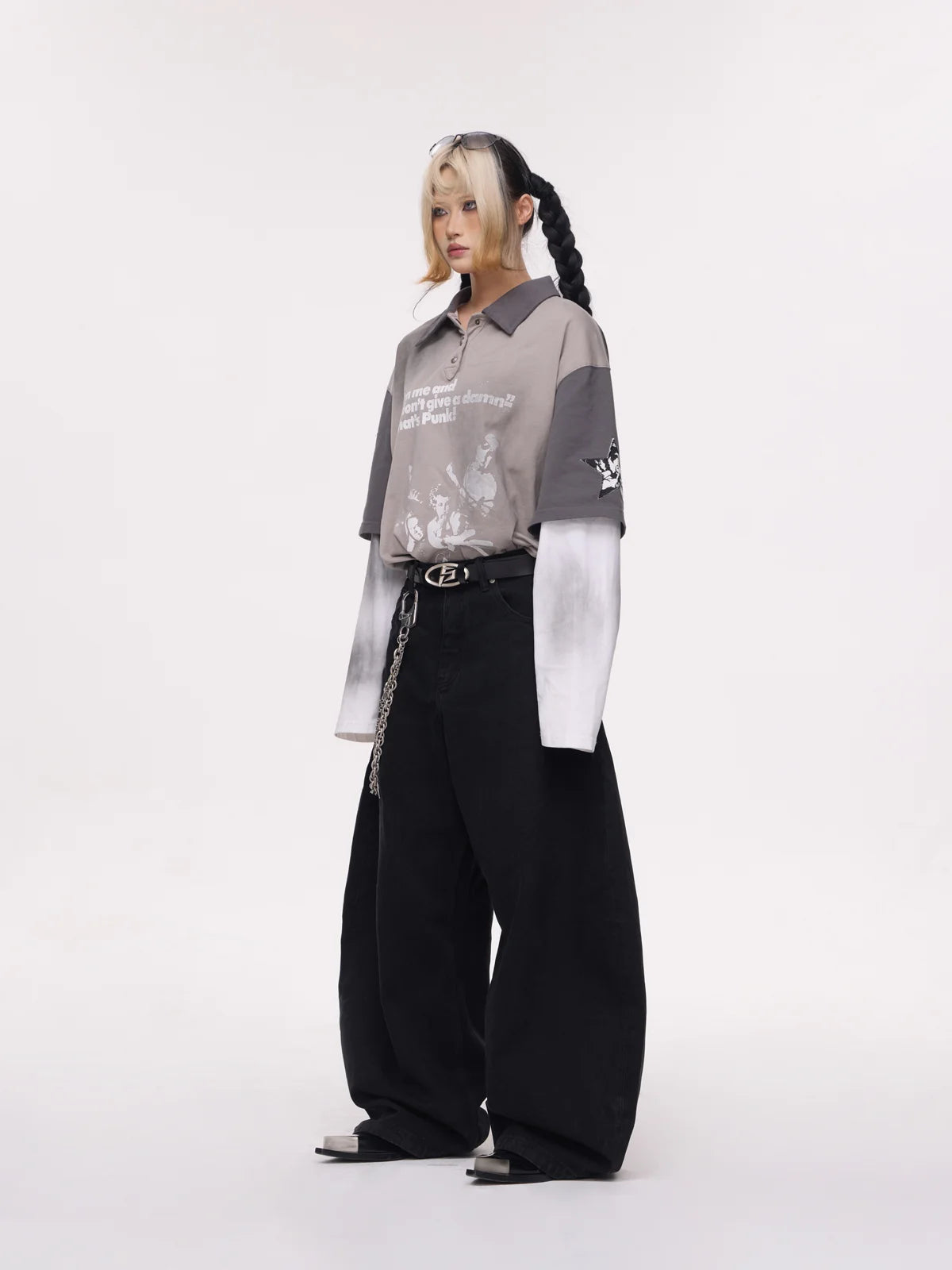 A-line Wide-leg Jeans Black