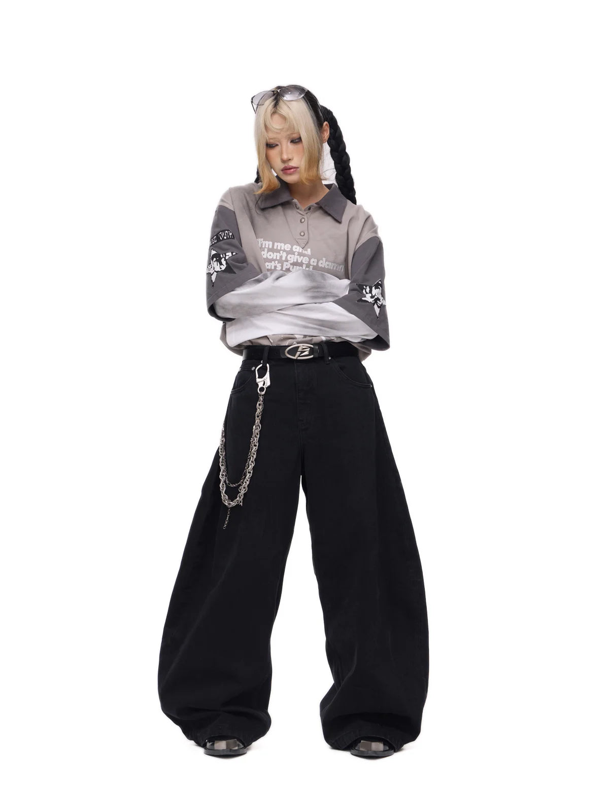 A-line Wide-leg Jeans Black