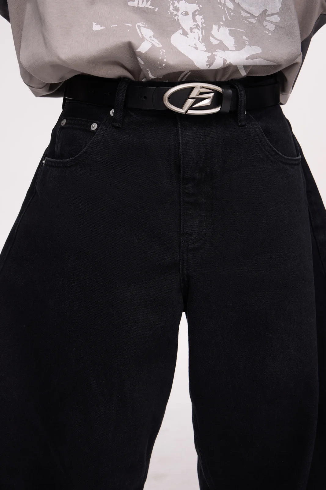 A-line Wide-leg Jeans Black