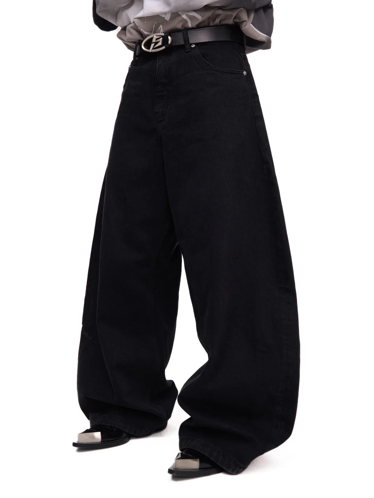 A-line Wide-leg Jeans Black