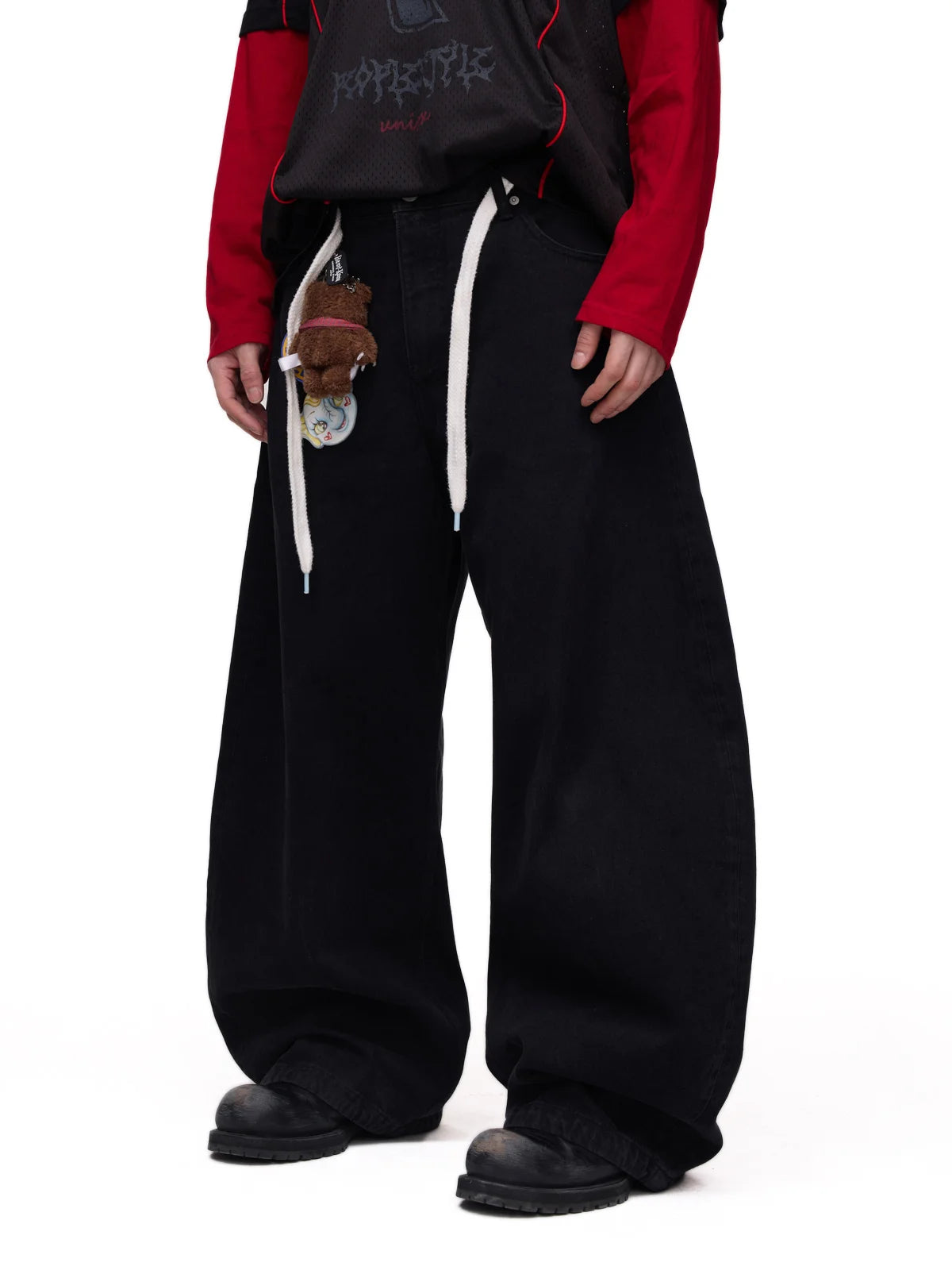 A-line Wide-leg Jeans Black