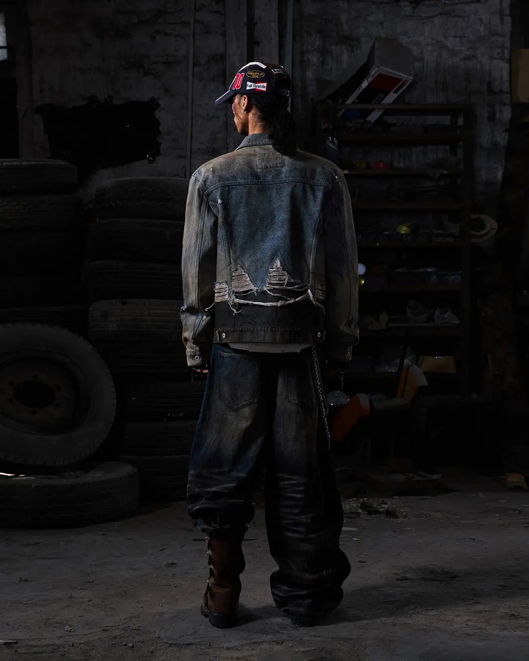 Peoplesense Vintage Two-Tone Fringed Denim Trucker