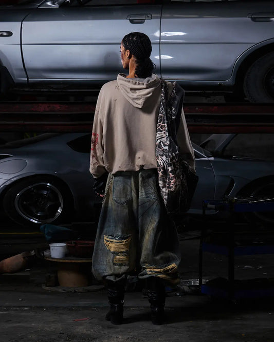 Peoplesense Fitted Contrast Print Short Hoodie