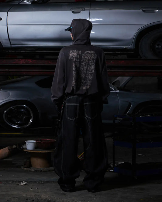 Peoplesense Asymmetric Graphic Racing Hoodie