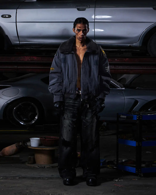 Peoplesense Distressed Patchwork Short Utility Coat