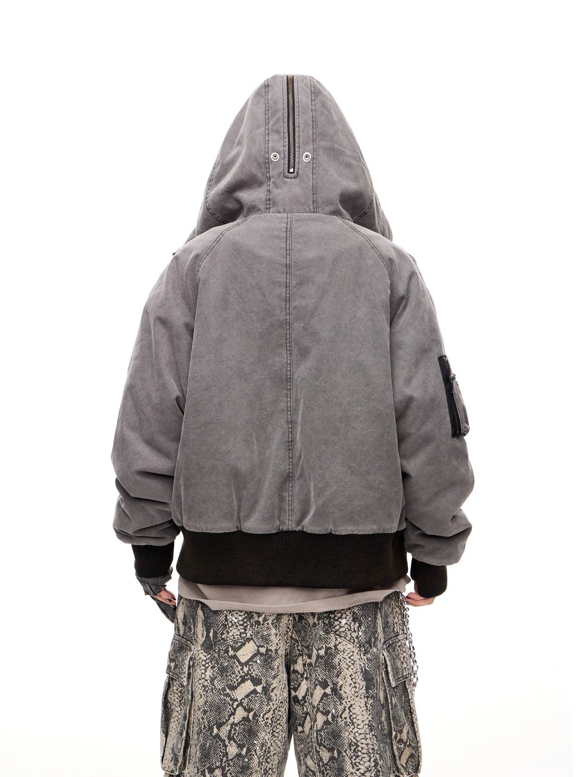Peoplesense Hooded Bomber Jacket Grey