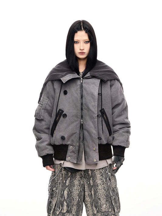 Peoplesense Hooded Bomber Jacket Grey