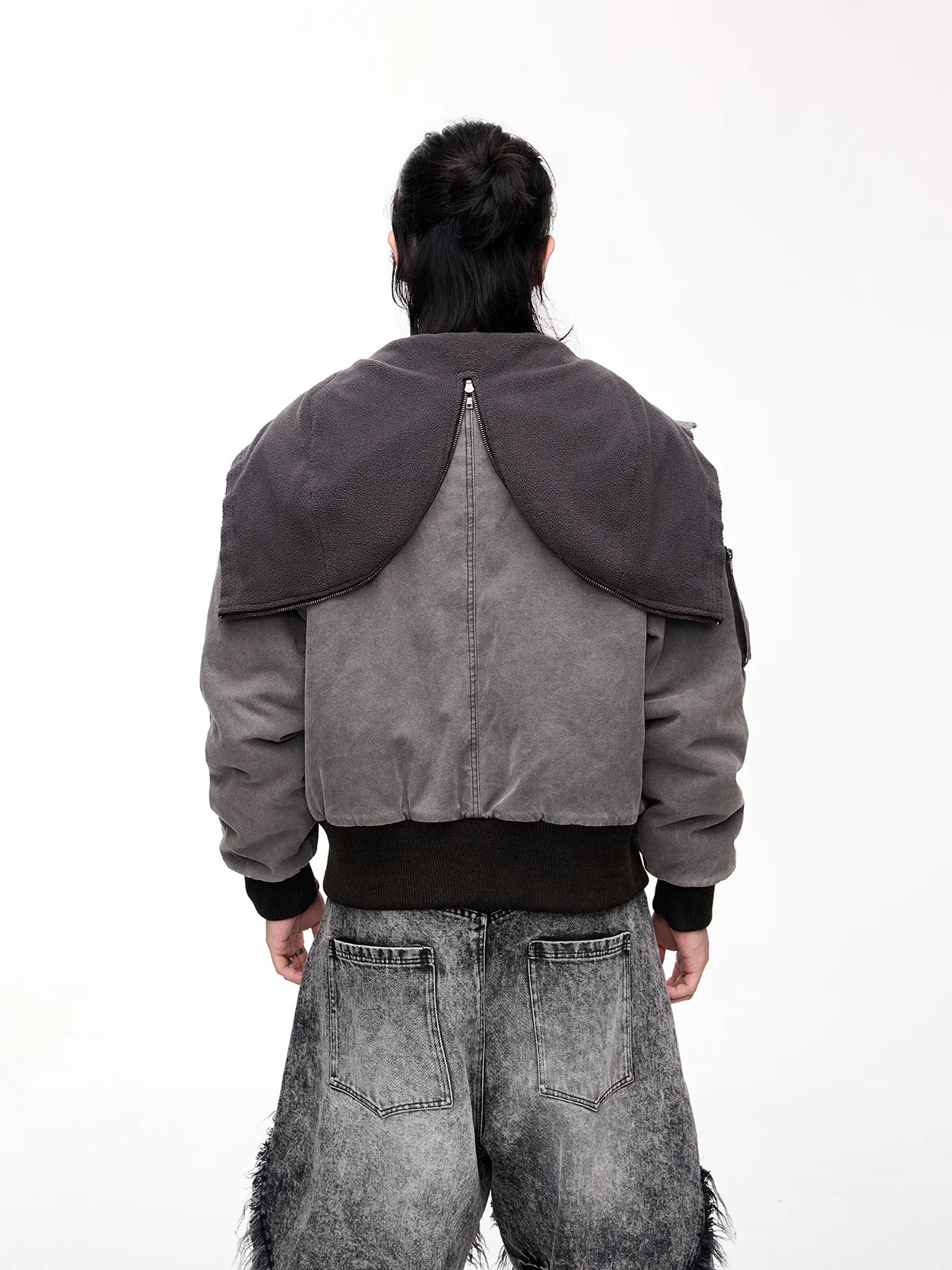 Peoplesense Hooded Bomber Jacket Grey
