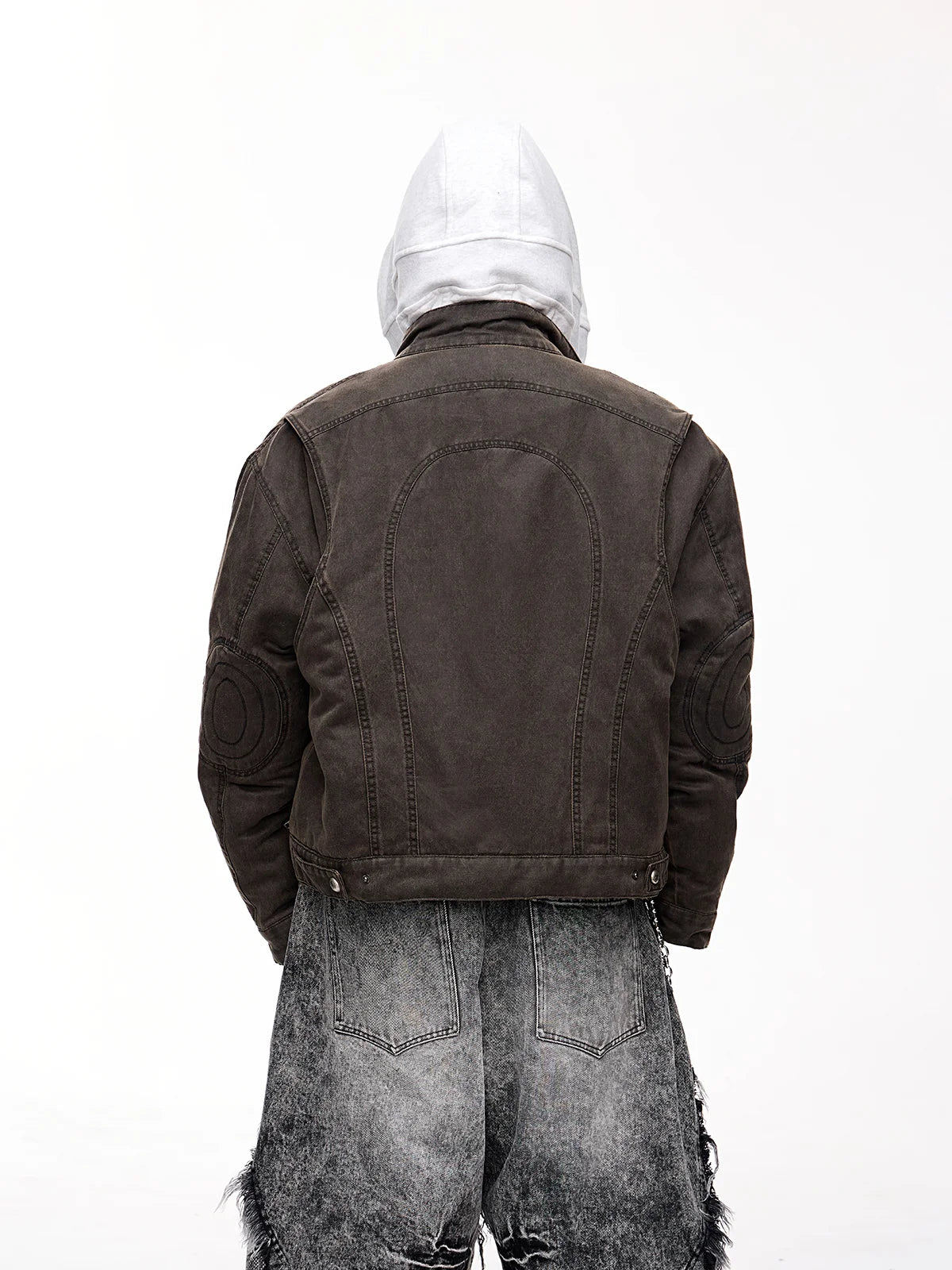 Peoplesense Cropped Hem Button Cotton Jacket