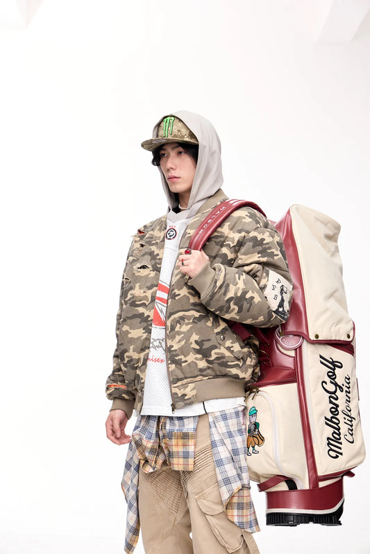 Peoplesense Camo Ripped Flight Jacket