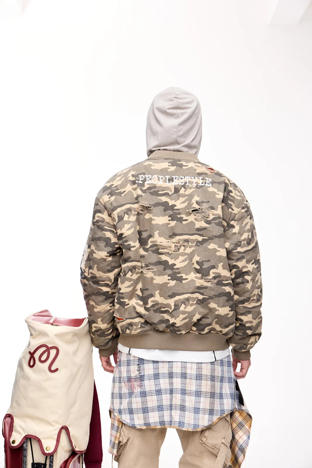 Peoplesense Camo Ripped Flight Jacket