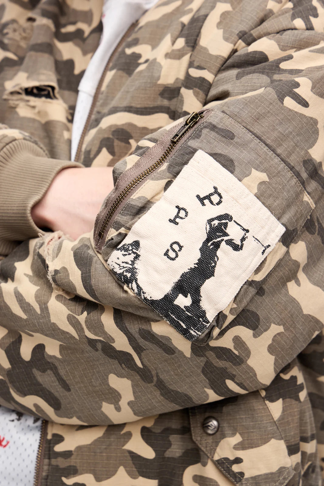 Peoplesense Camo Ripped Flight Jacket