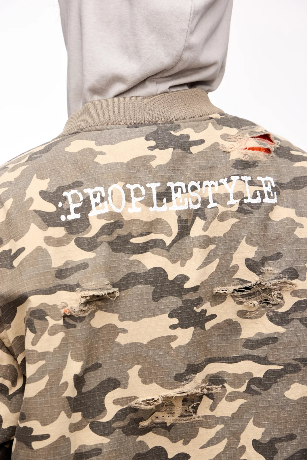 Peoplesense Camo Ripped Flight Jacket