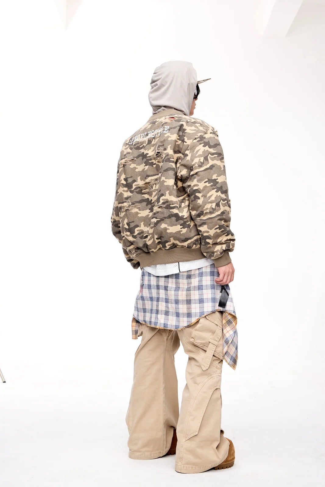Peoplesense Camo Ripped Flight Jacket