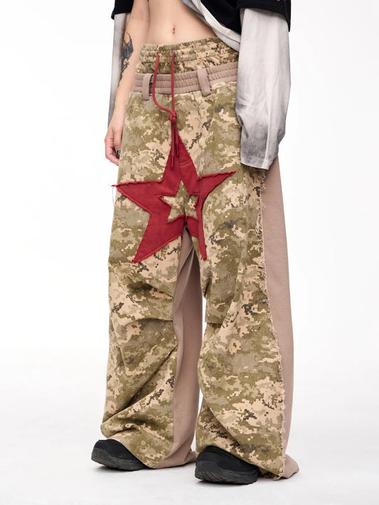 Peoplesense Camo Panel Double Waistband Cargo Pants