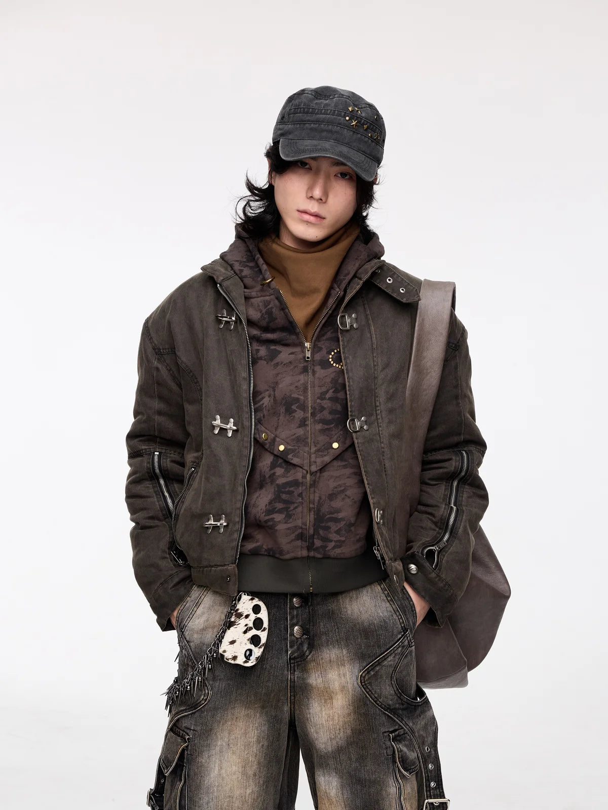 Peoplesense Cropped Hem Button Cotton Jacket