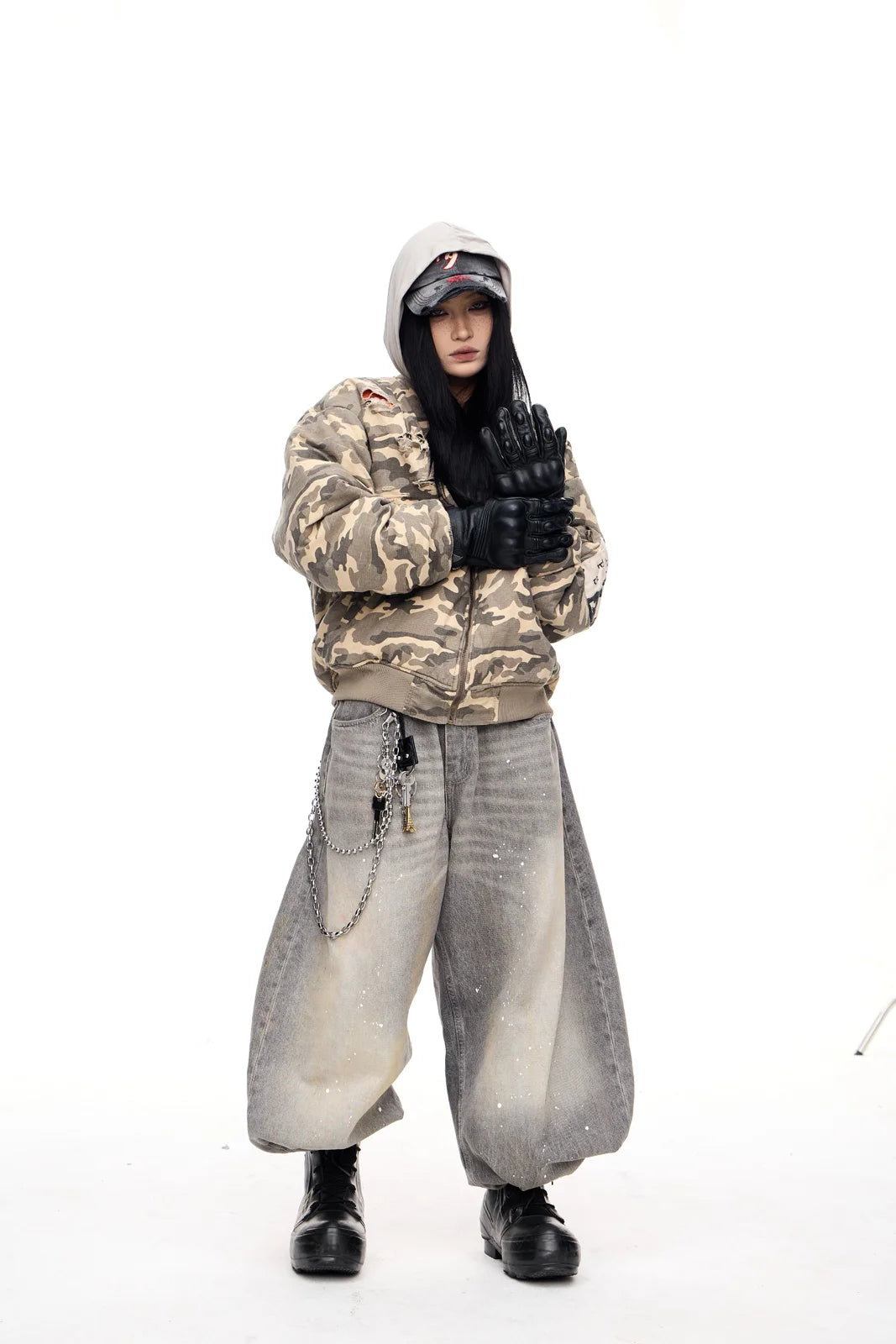 Peoplesense Camo Ripped Flight Jacket