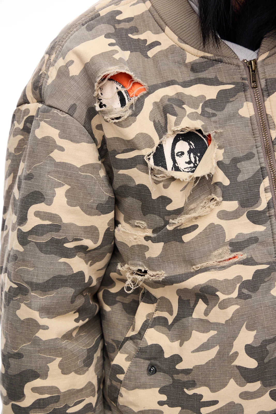 Peoplesense Camo Ripped Flight Jacket