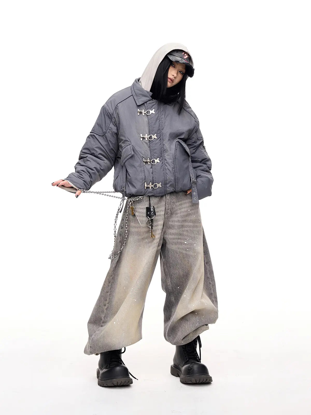 Peoplesense Tie-Dyed Gradient Button Cotton Jacket