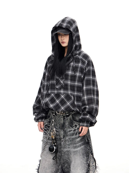 Peoplesense Checked Drawstring Hoodie Jacket