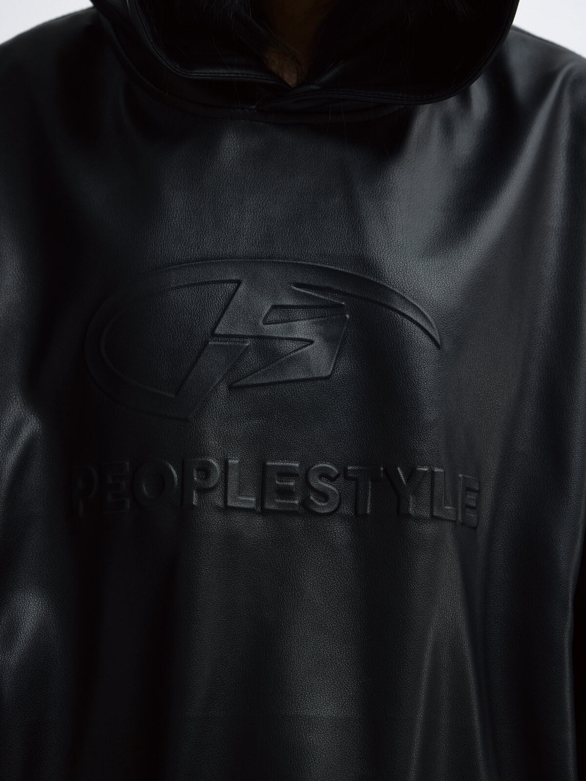 Peoplesense 3D Embossed Faux Leather Hoodie