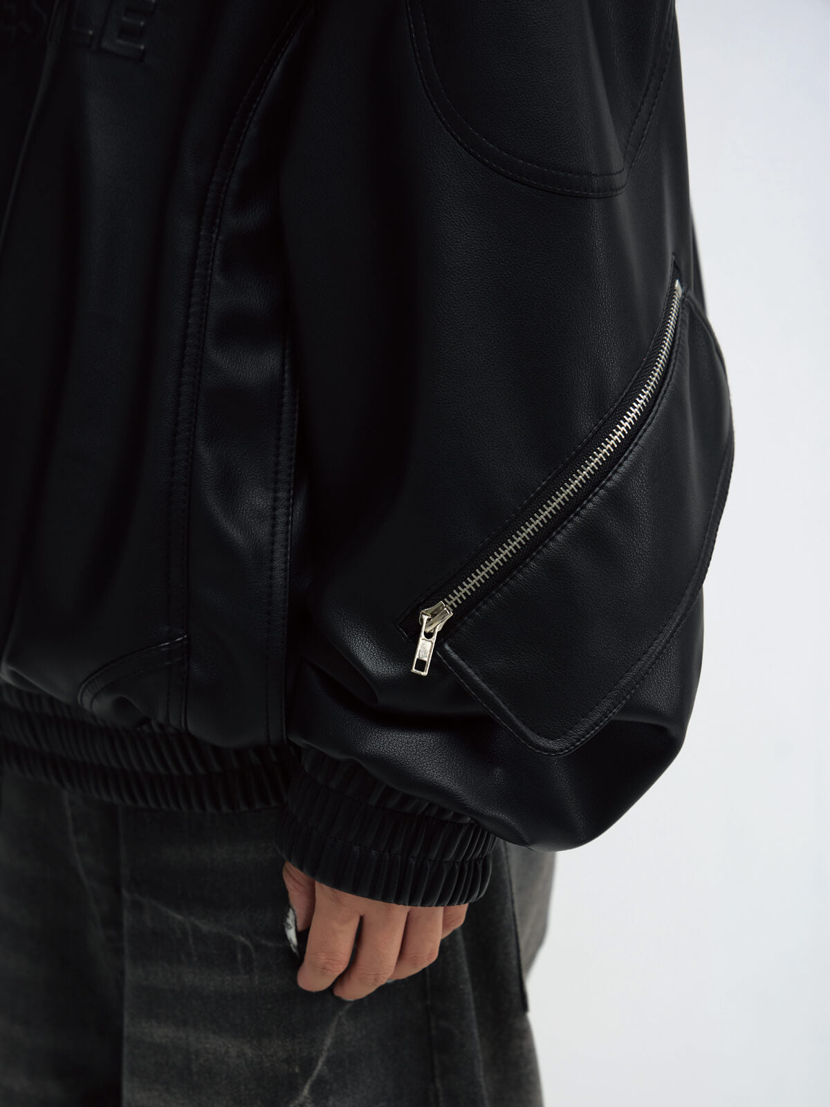 Peoplesense 3D Embossed Faux Leather Hoodie