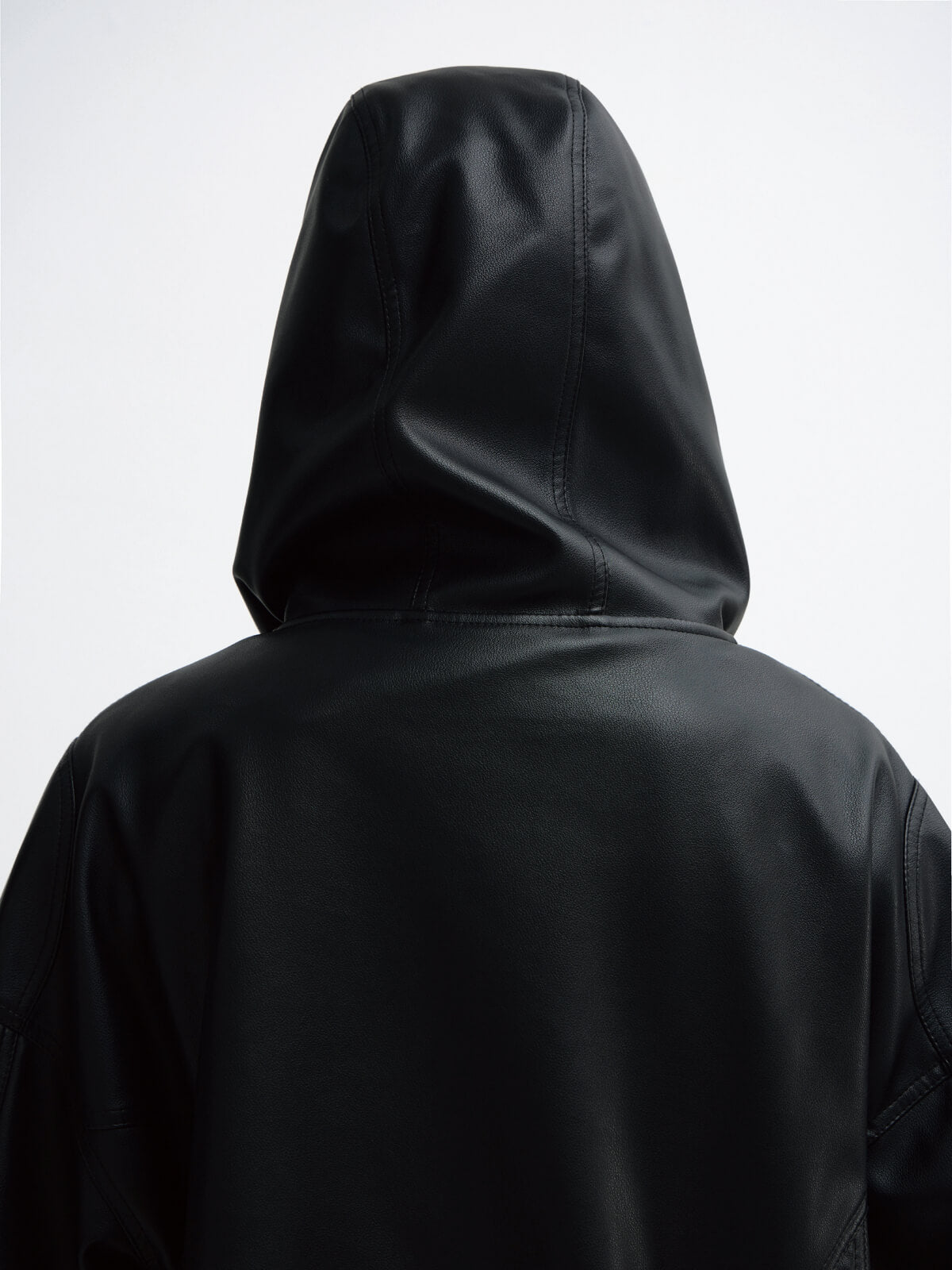 Peoplesense 3D Embossed Faux Leather Hoodie