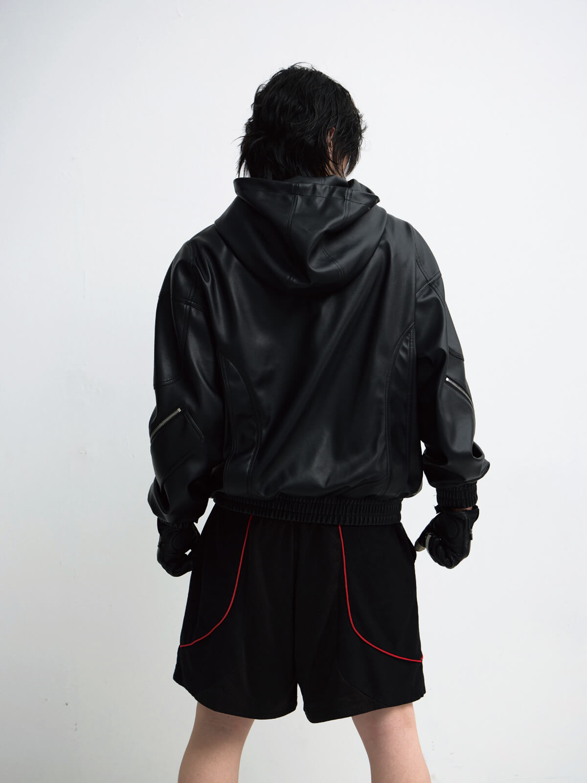 Peoplesense 3D Embossed Faux Leather Hoodie
