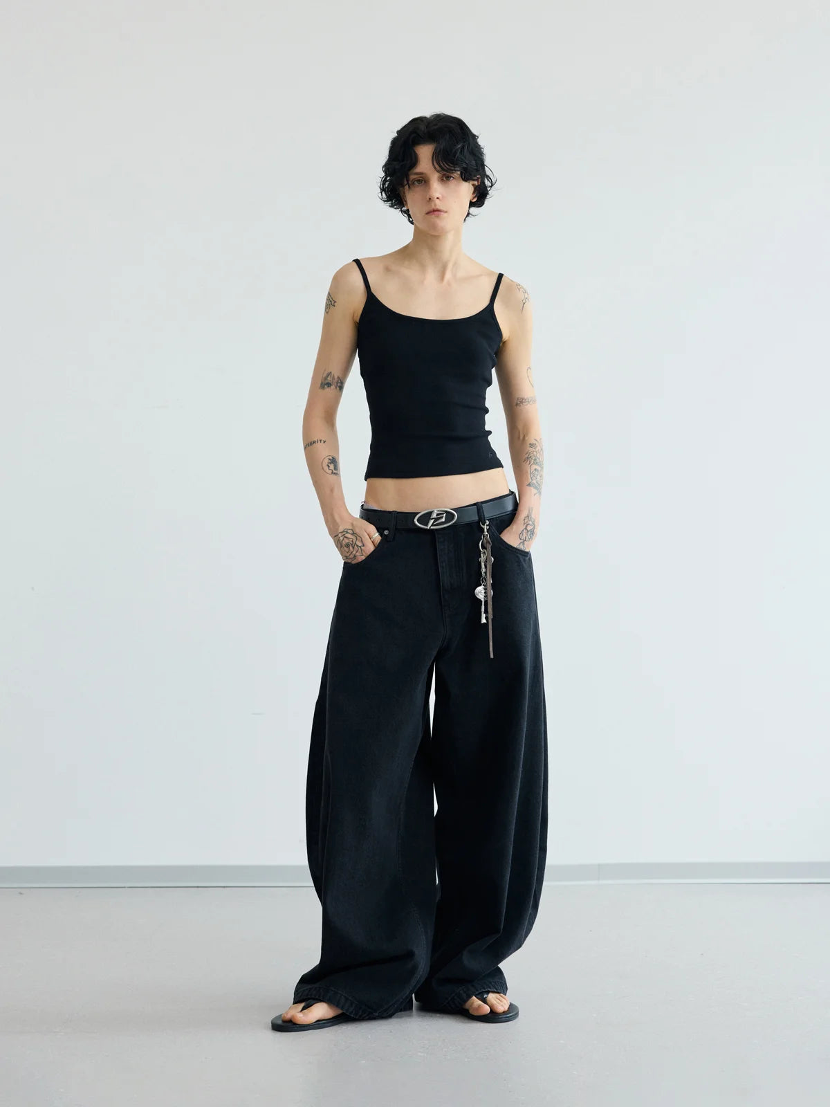 Peoplesense A-line Wide-leg Jeans  Black