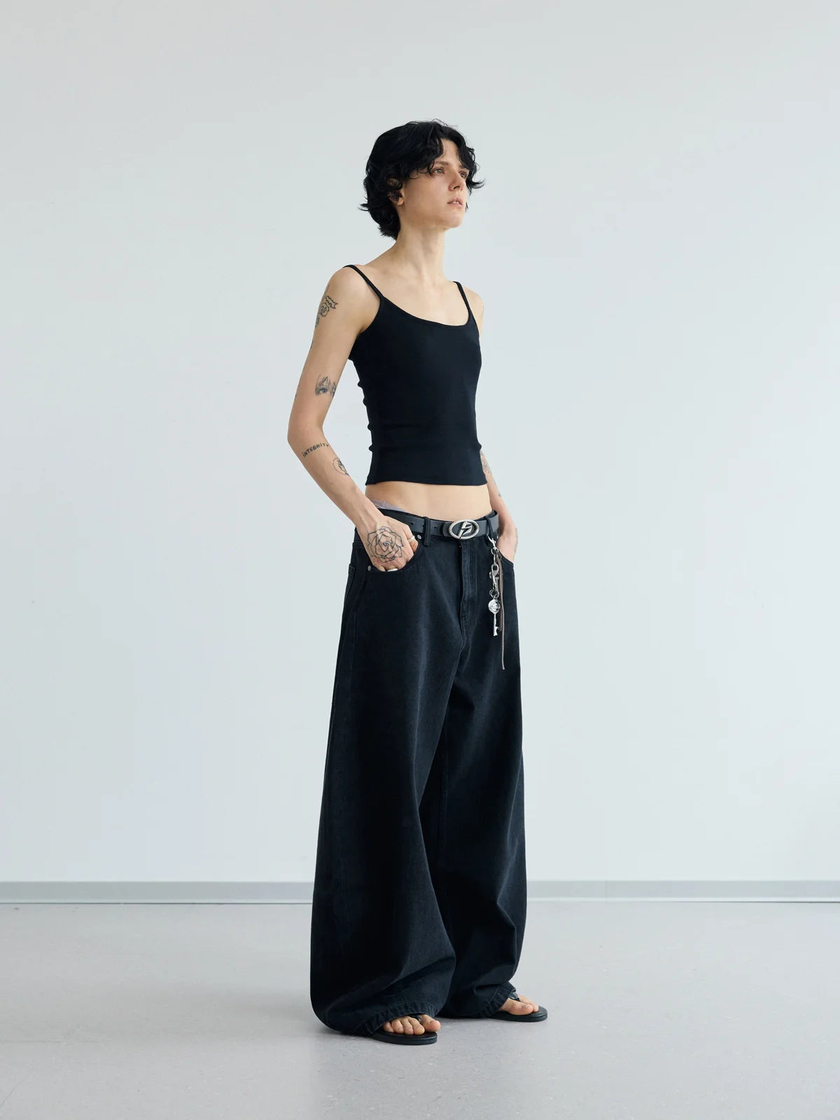 Peoplesense A-line Wide-leg Jeans  Black