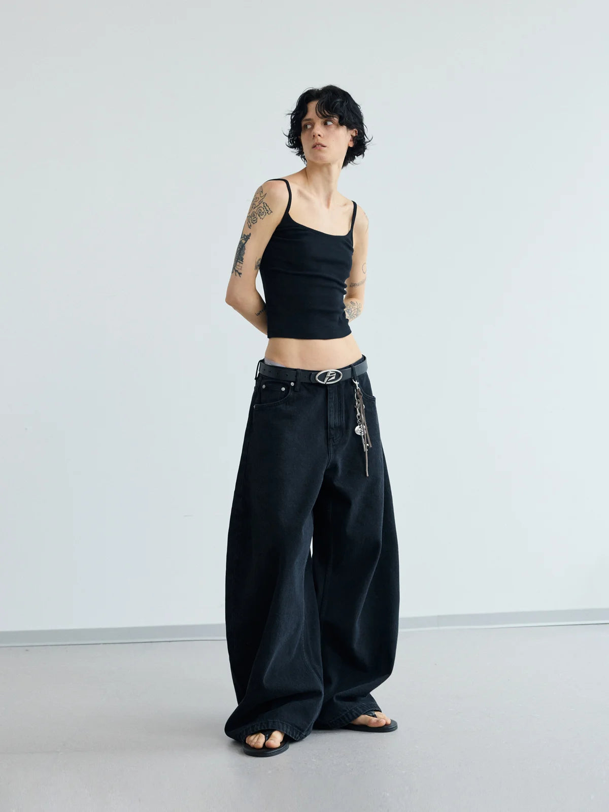 Peoplesense A-line Wide-leg Jeans  Black