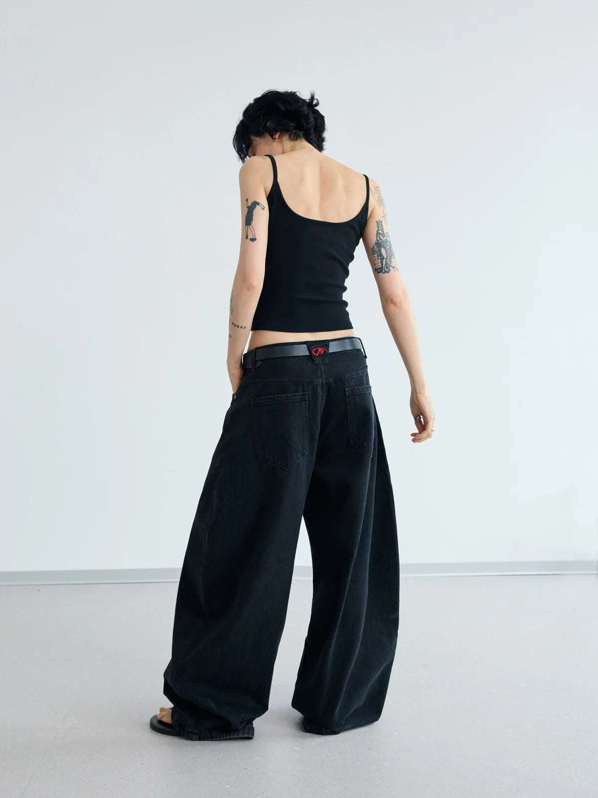 Peoplesense A-line Wide-leg Jeans  Black