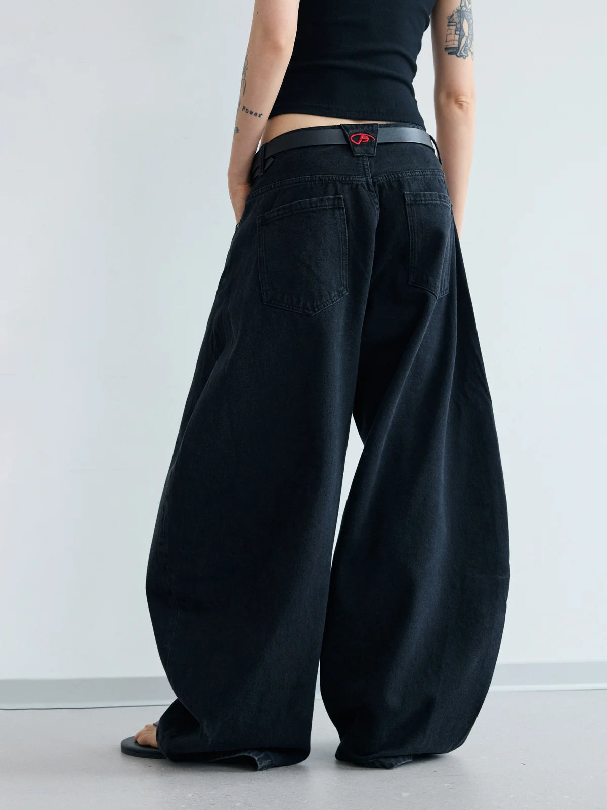 Peoplesense A-line Wide-leg Jeans  Black