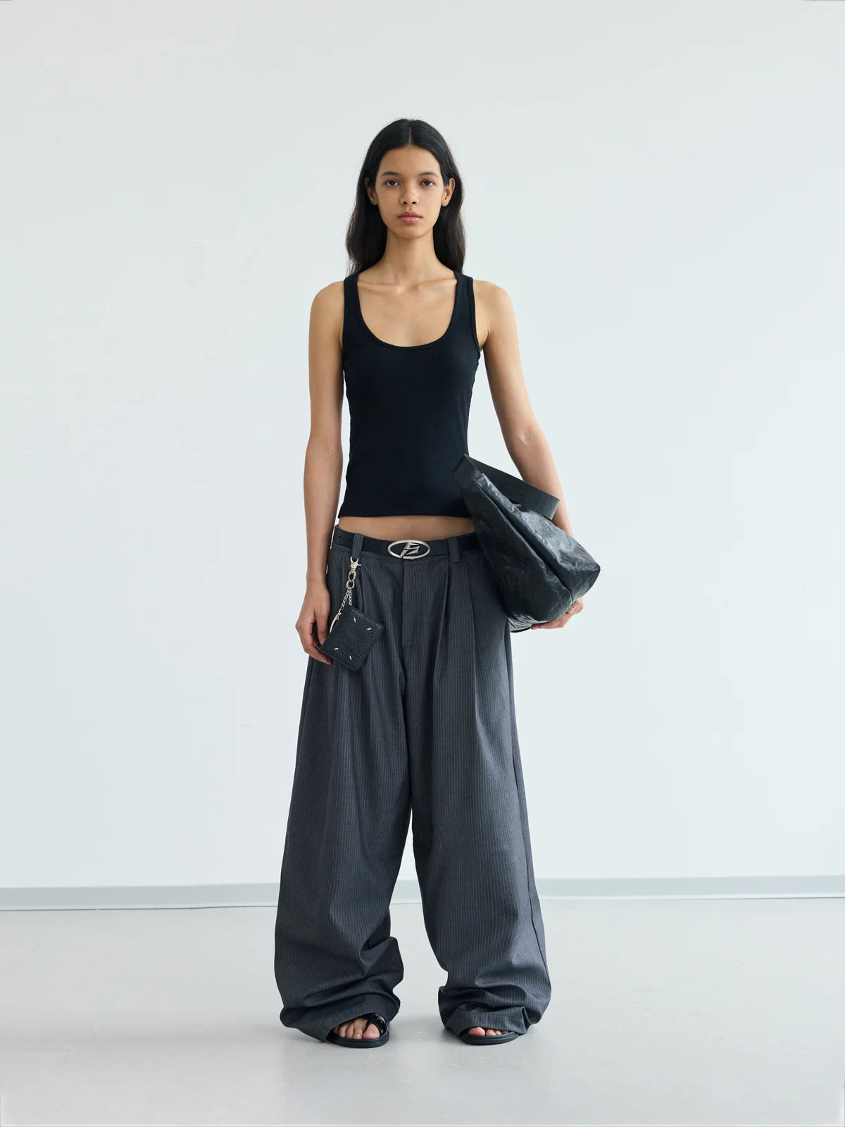 Peoplesense Pinstripe Pleated Trousers