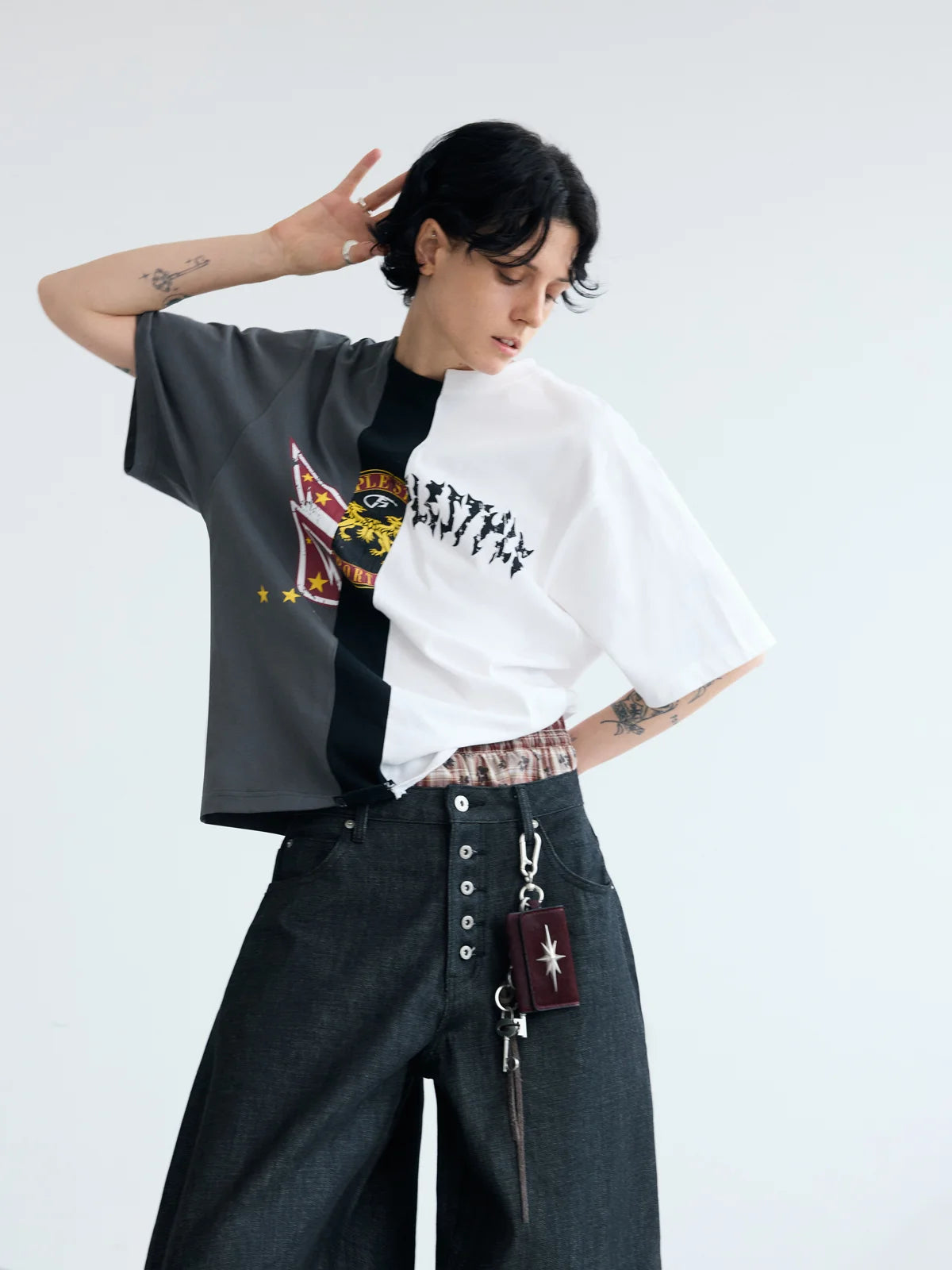 Peoplesense Asymmetrical Patchwork Logo Tee