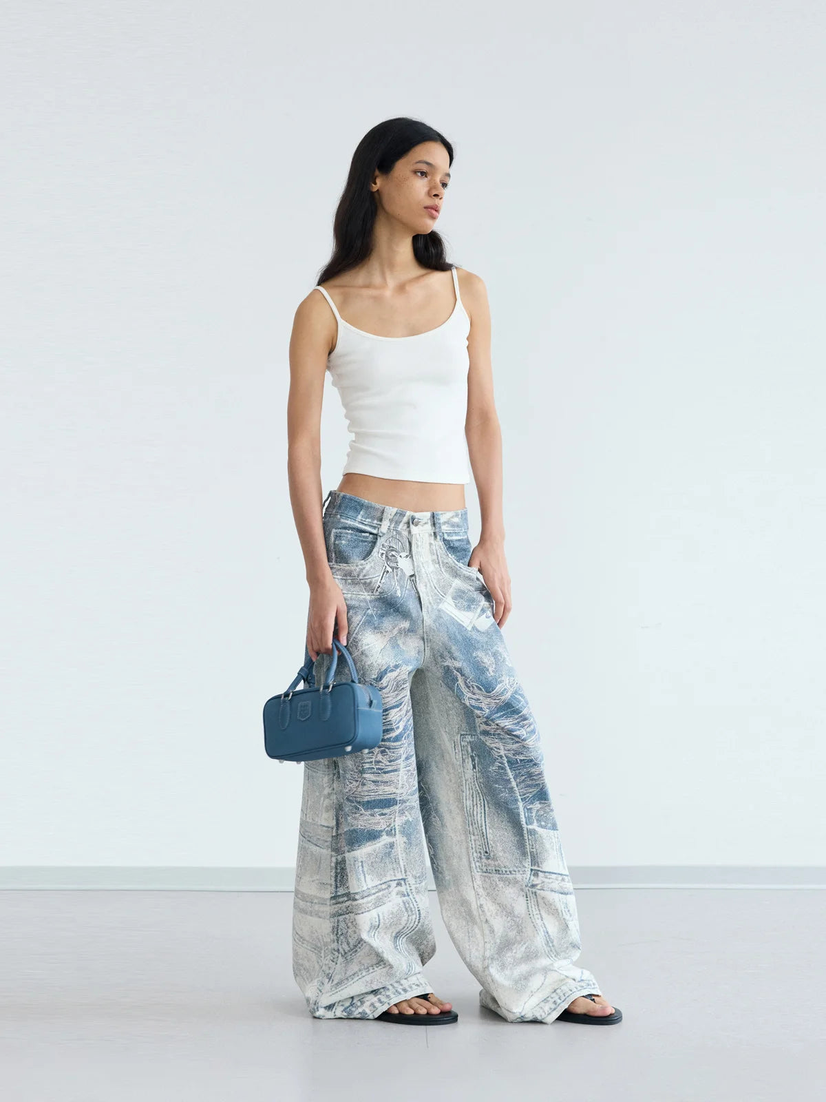 Peoplesense 3D Graffiti Print Baggy Jeans
