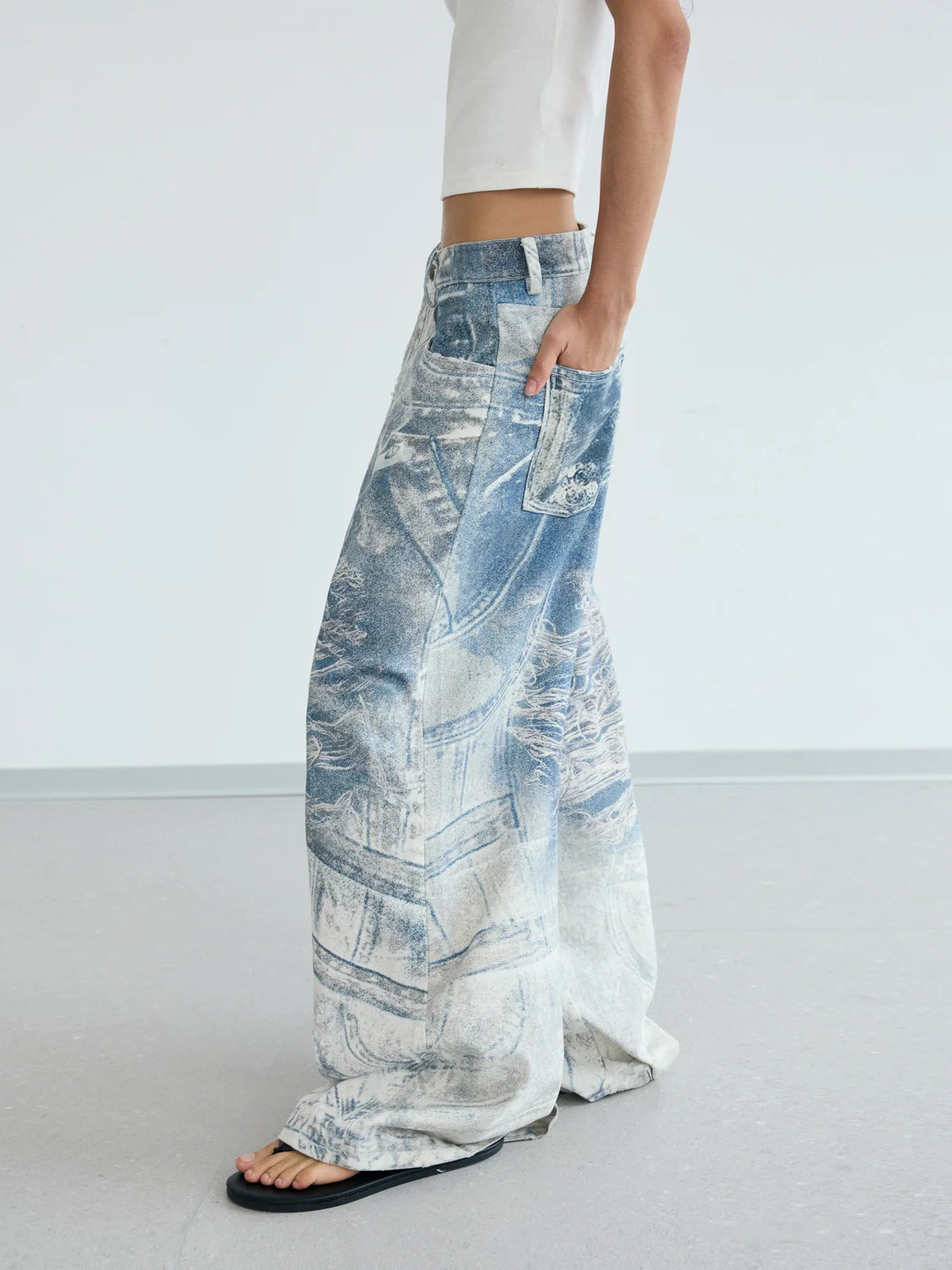 Peoplesense 3D Graffiti Print Baggy Jeans