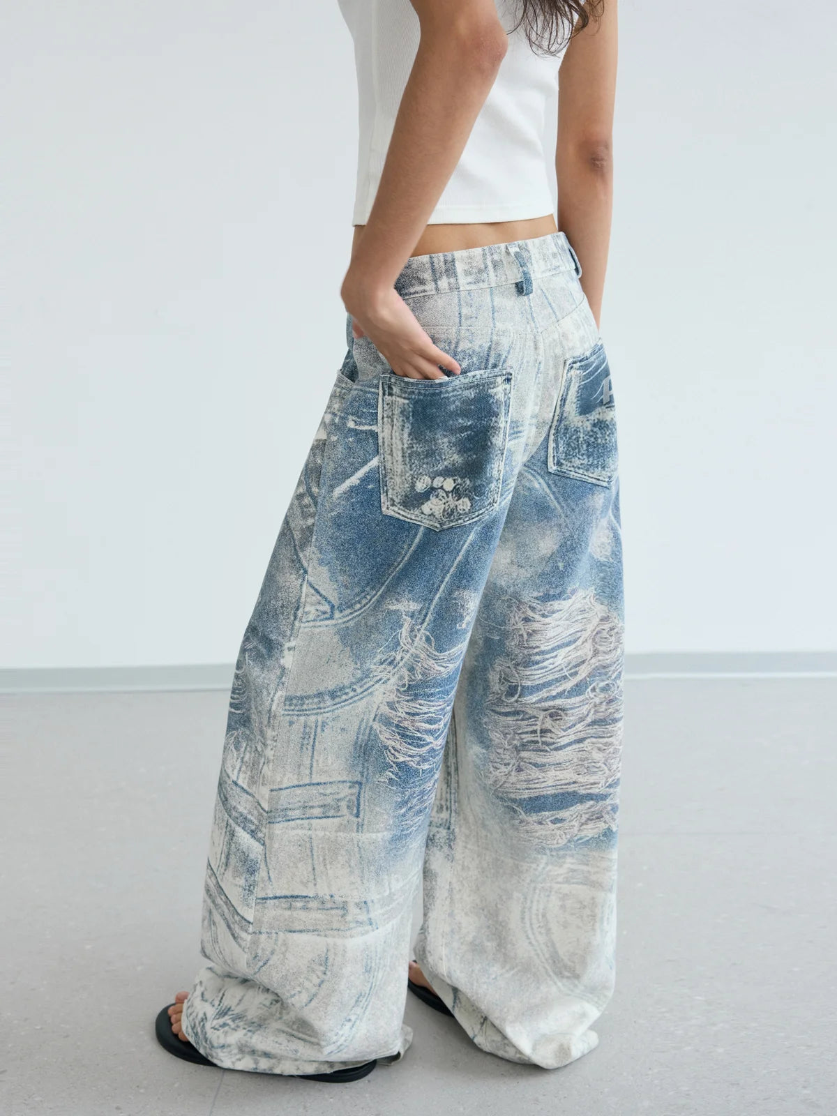 Peoplesense 3D Graffiti Print Baggy Jeans