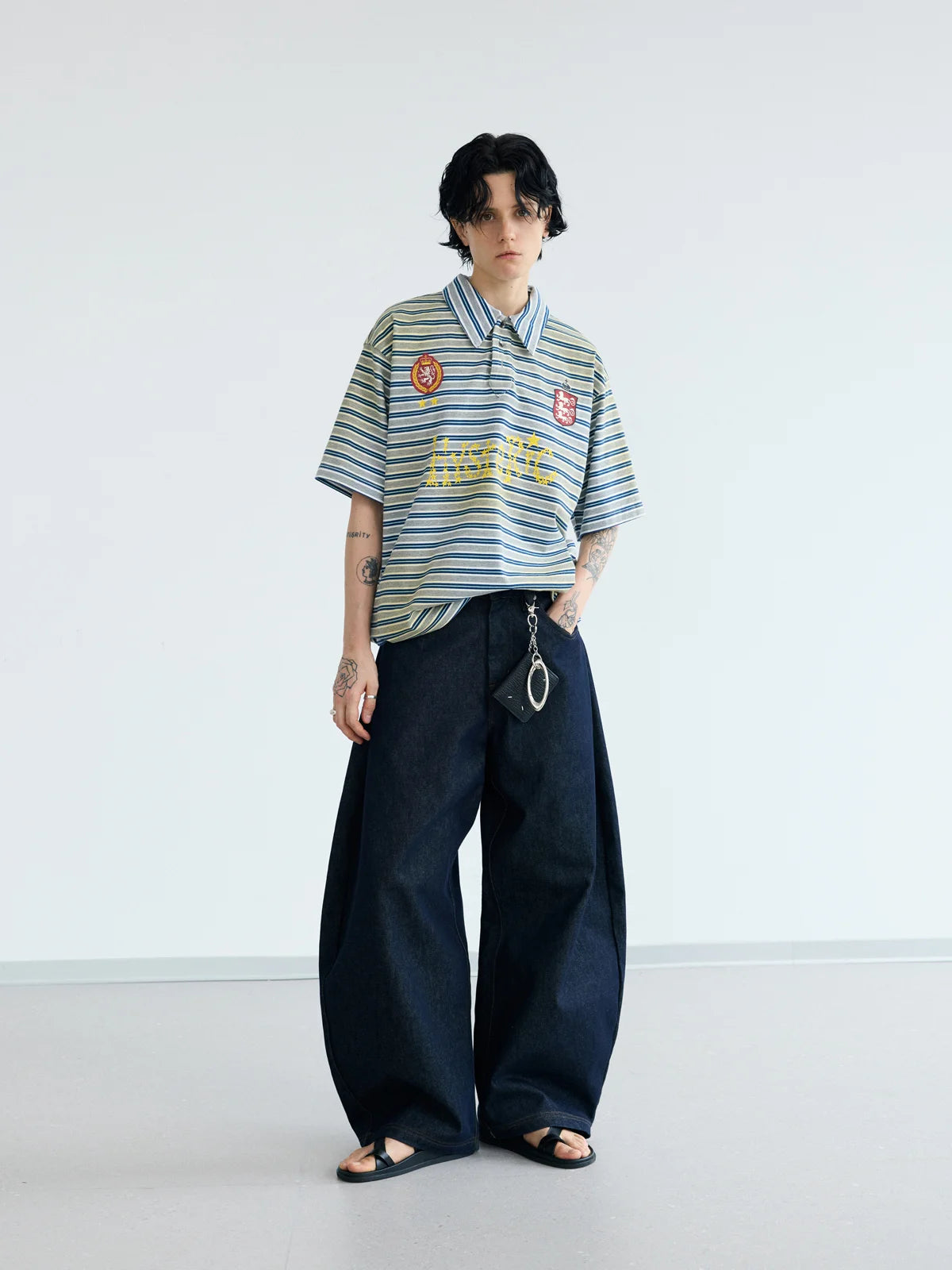 Peoplesense Dark Blue Raw Denim Jeans with Wide-leg