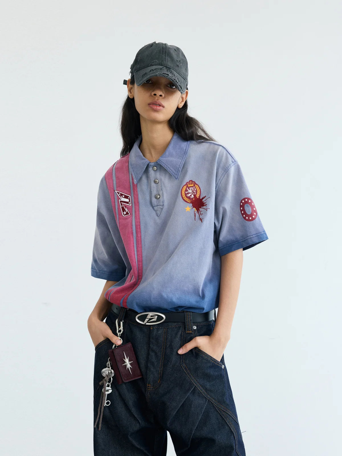 Peoplesense Deconstructed Stripe Vintage Wash Polo
