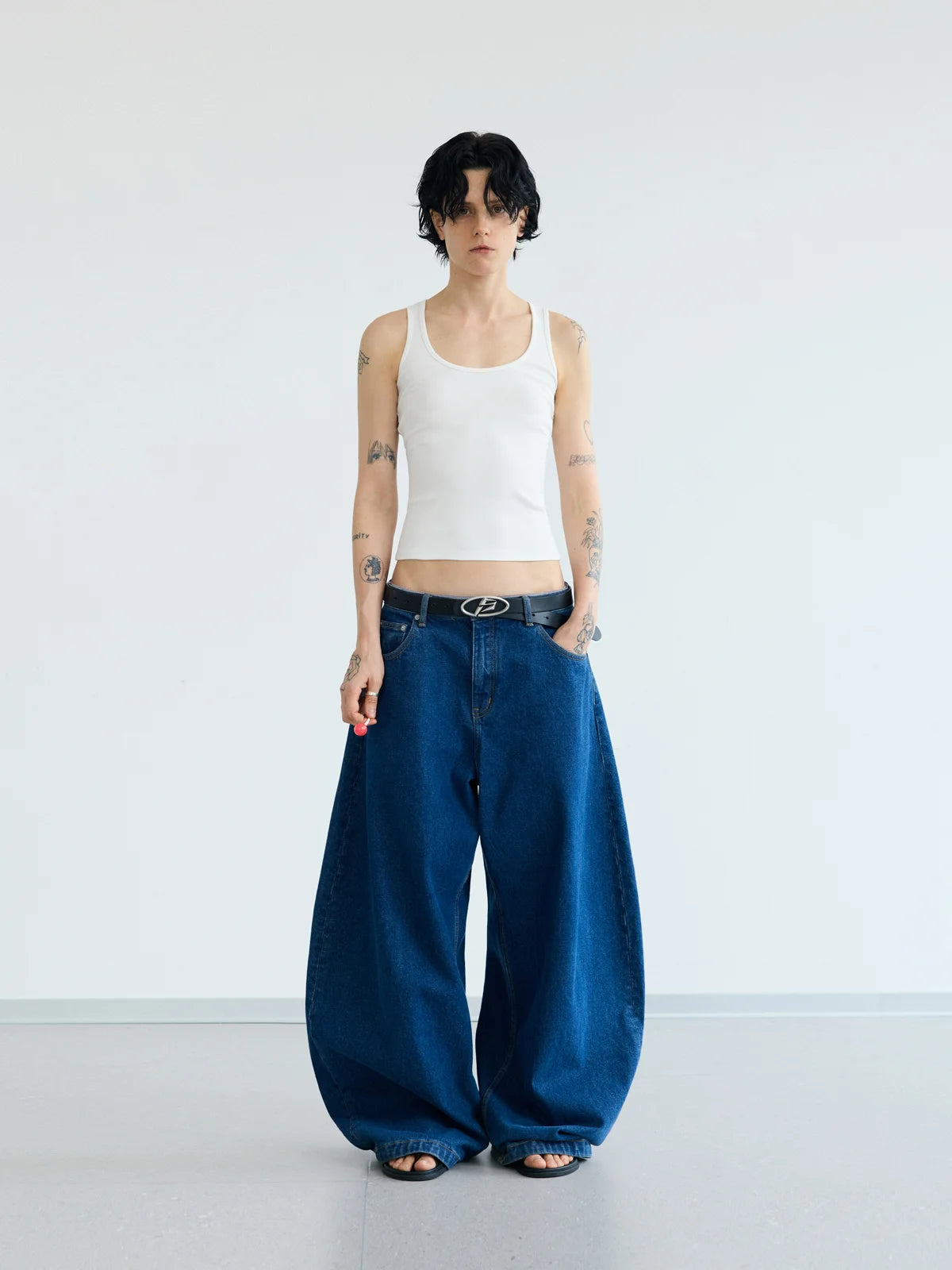 Peoplesense Blue Raw Denim Jeans with Wide-leg