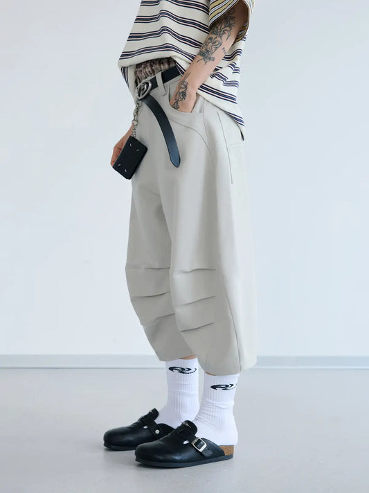 Peoplesense Deconstructed Cropped Trousers with Pleats