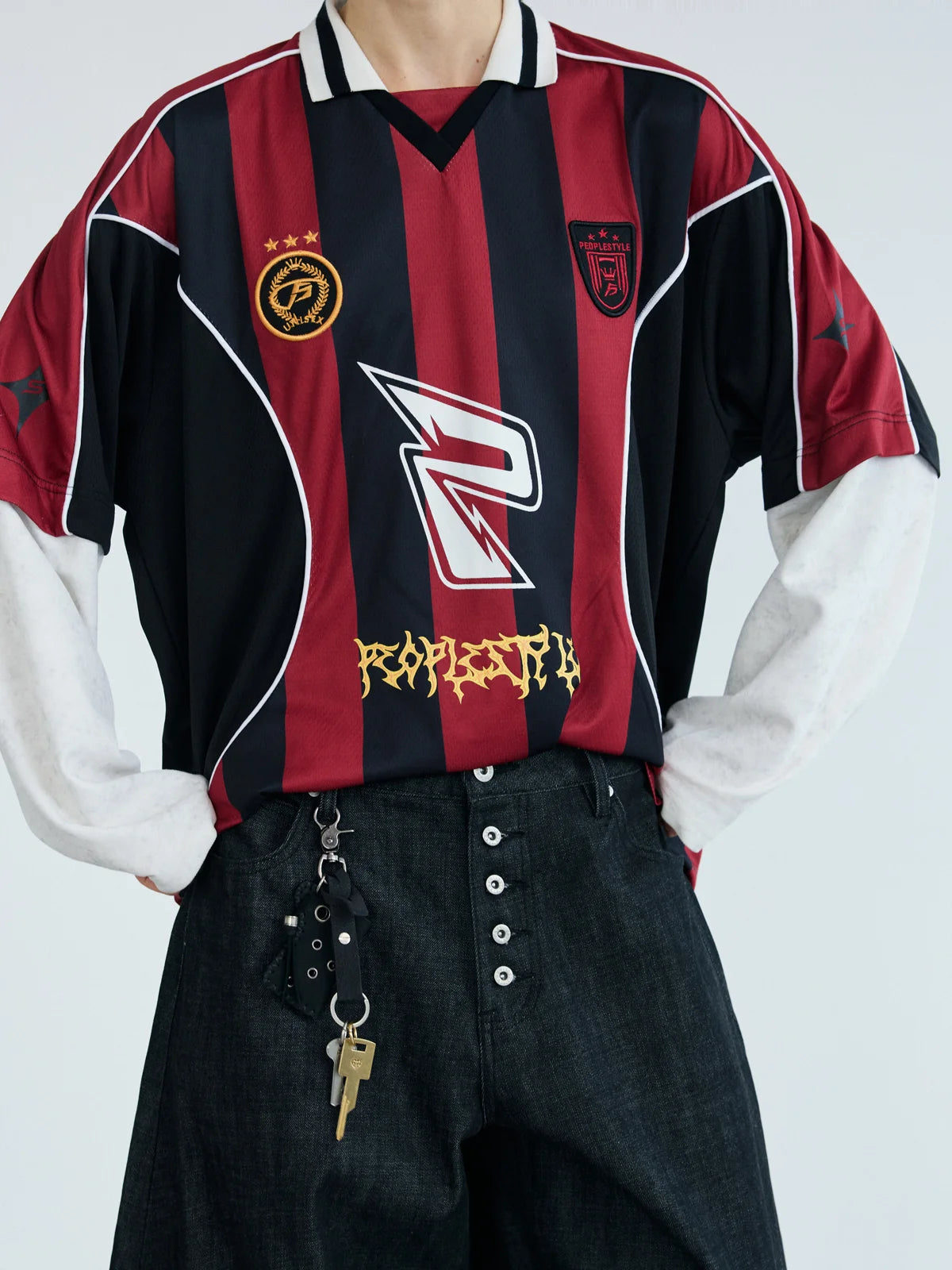 Peoplesense Fake Two Piece Racing Sweatshirt