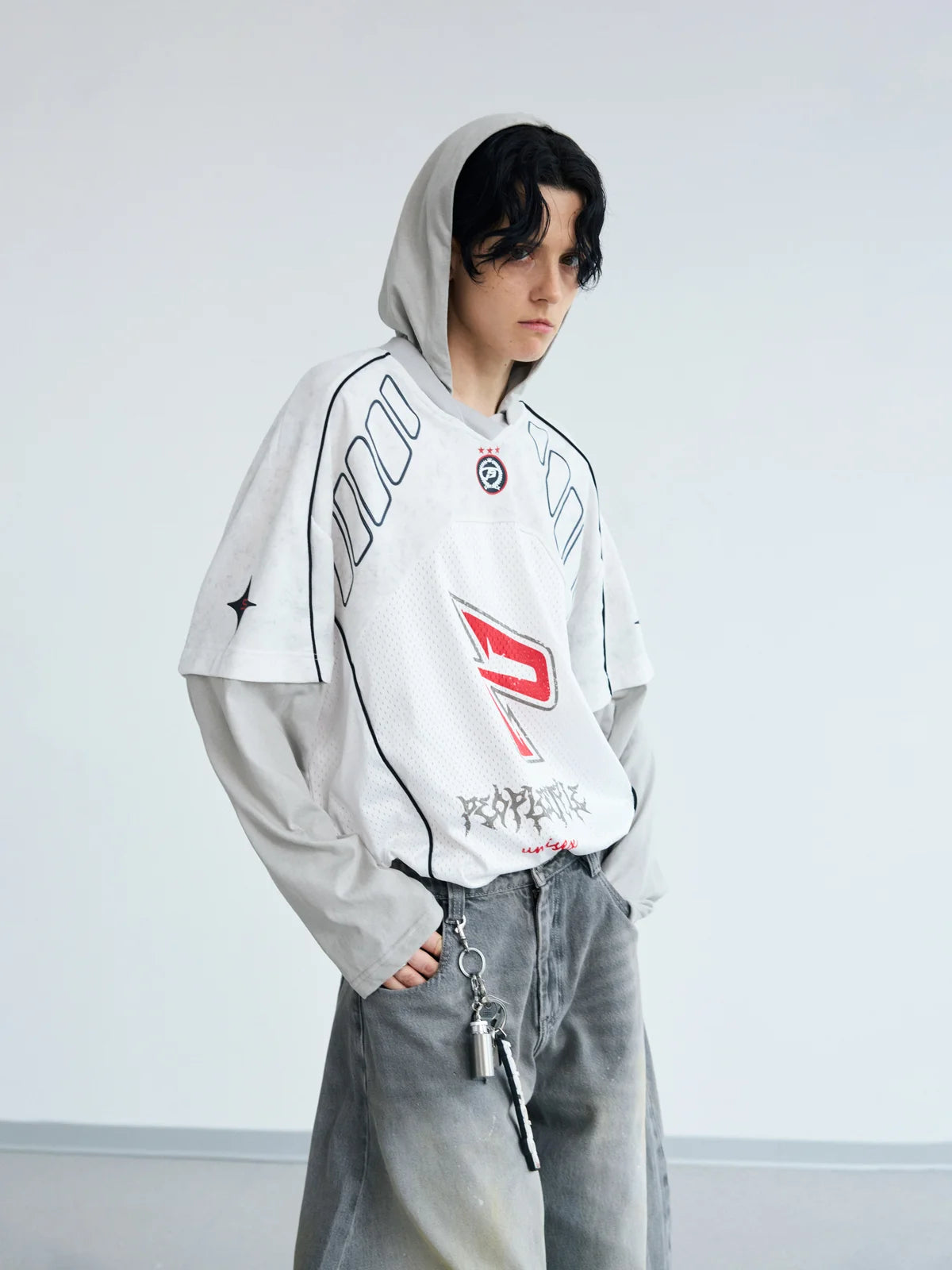 Peoplesense Racing Fake Two-Piece Racing Hooded Sweatshirt